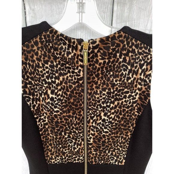 Michael Kors Womens Size 2 Gold Zip Back Sleeveless Cheetah & Black Sheath Dress - Picture 7 of 12